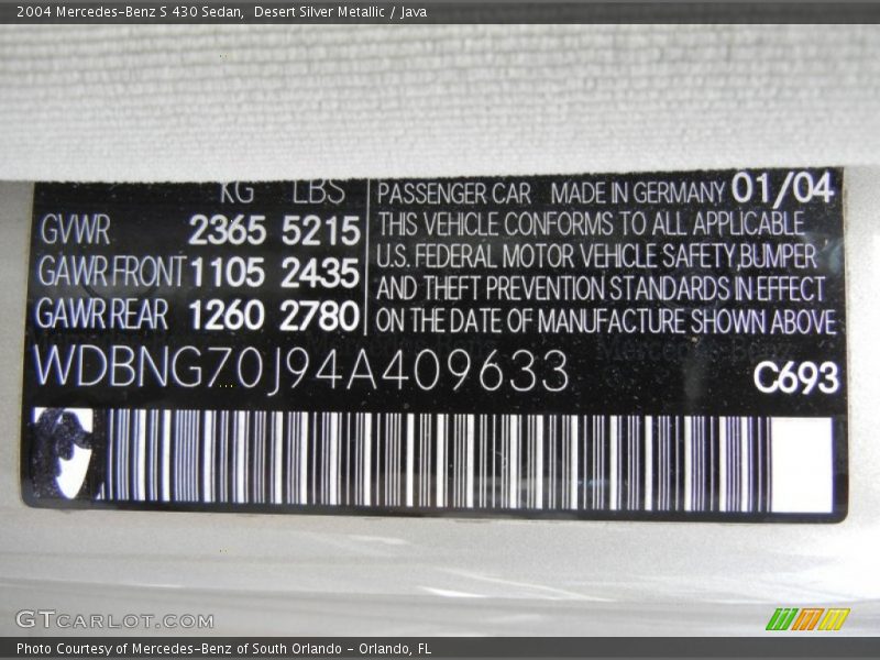 Desert Silver Metallic / Java 2004 Mercedes-Benz S 430 Sedan