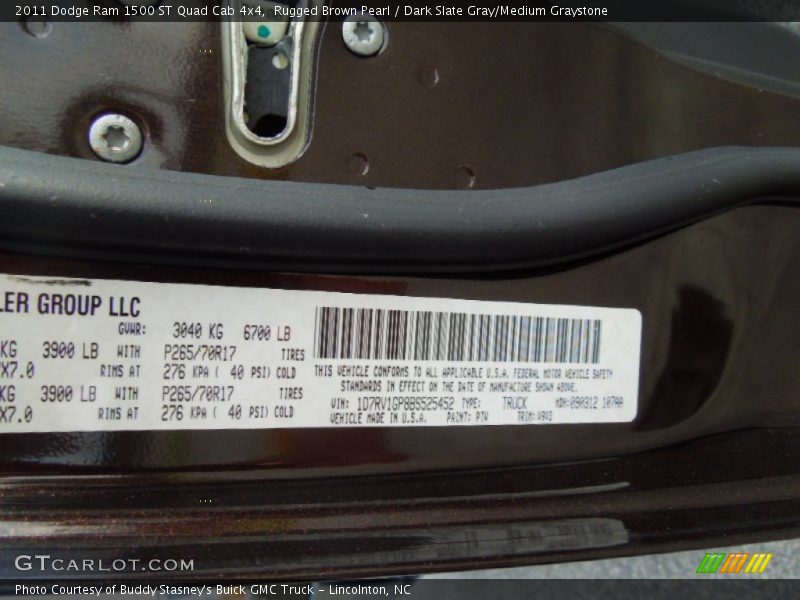 Rugged Brown Pearl / Dark Slate Gray/Medium Graystone 2011 Dodge Ram 1500 ST Quad Cab 4x4