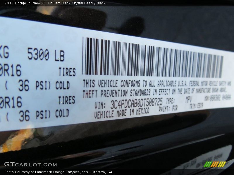 Brilliant Black Crystal Pearl / Black 2013 Dodge Journey SE