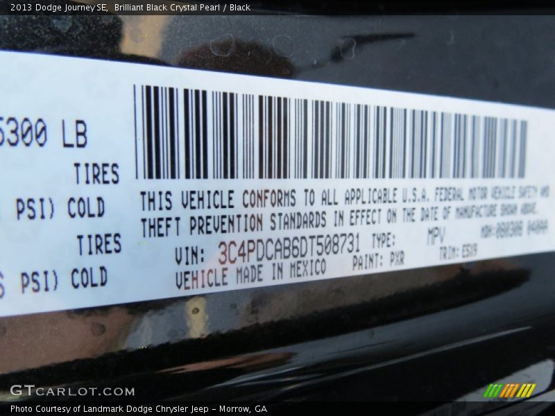 Brilliant Black Crystal Pearl / Black 2013 Dodge Journey SE