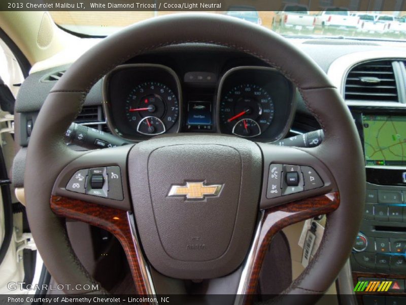 White Diamond Tricoat / Cocoa/Light Neutral 2013 Chevrolet Malibu LT