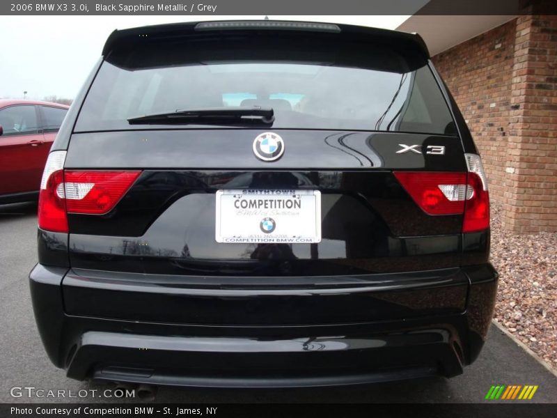 Black Sapphire Metallic / Grey 2006 BMW X3 3.0i