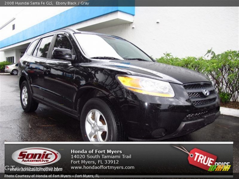 Ebony Black / Gray 2008 Hyundai Santa Fe GLS