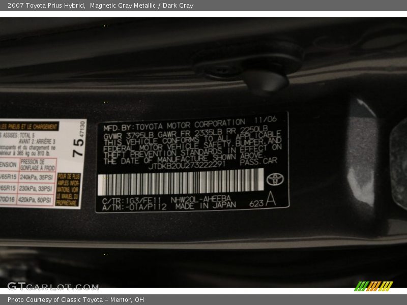 Magnetic Gray Metallic / Dark Gray 2007 Toyota Prius Hybrid