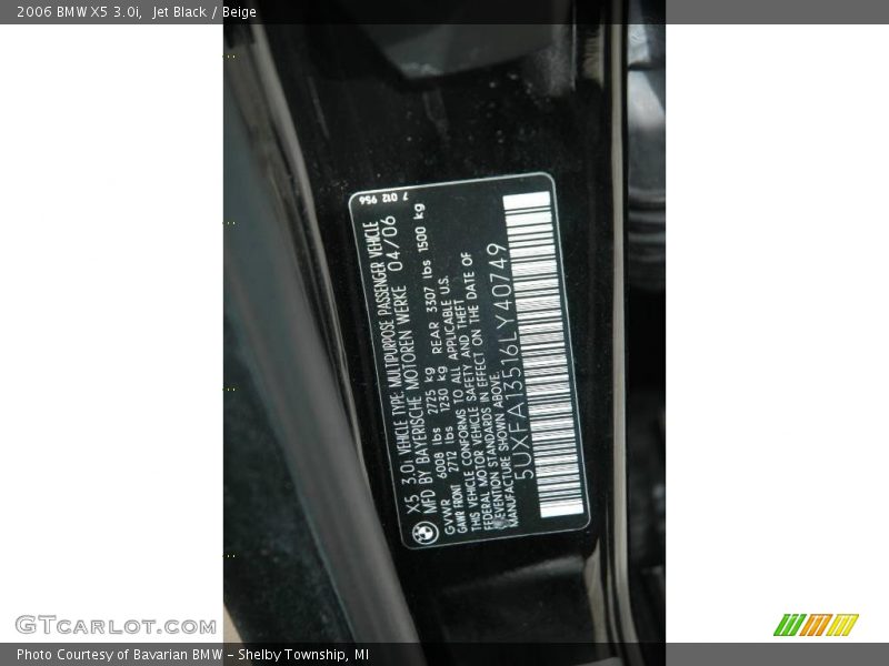 Jet Black / Beige 2006 BMW X5 3.0i