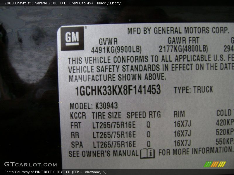 Black / Ebony 2008 Chevrolet Silverado 3500HD LT Crew Cab 4x4