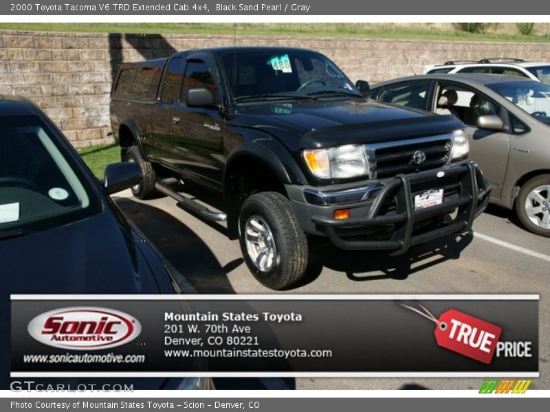 Black Sand Pearl / Gray 2000 Toyota Tacoma V6 TRD Extended Cab 4x4