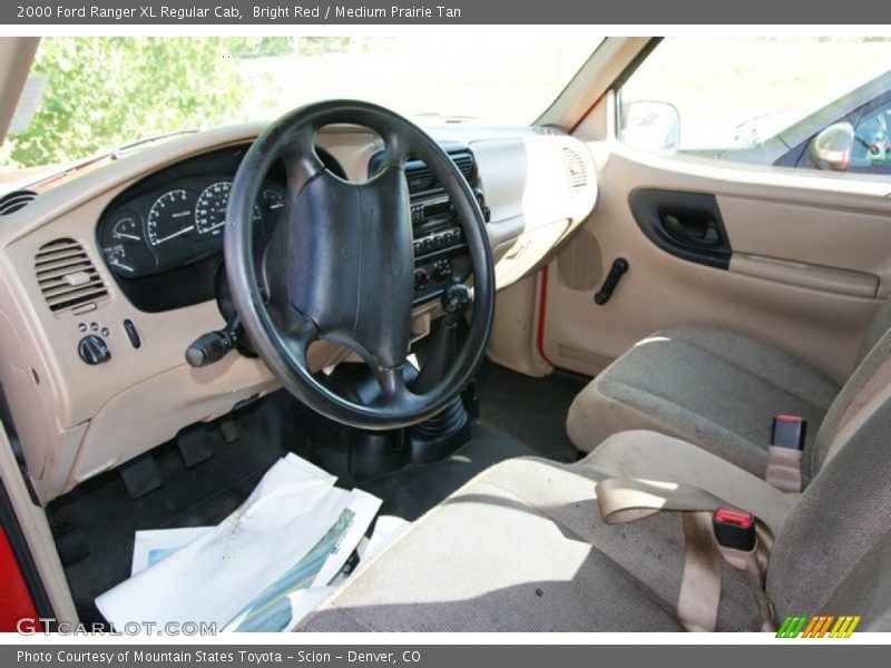 Bright Red / Medium Prairie Tan 2000 Ford Ranger XL Regular Cab