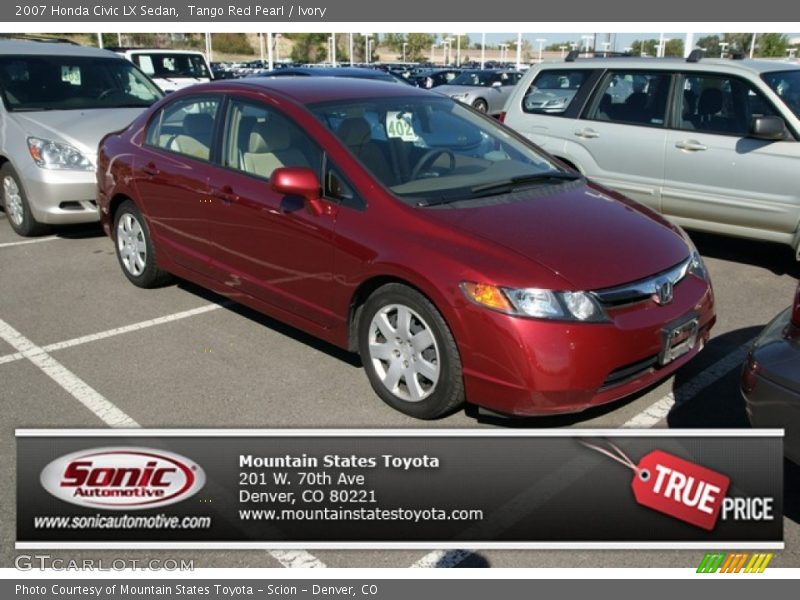 Tango Red Pearl / Ivory 2007 Honda Civic LX Sedan