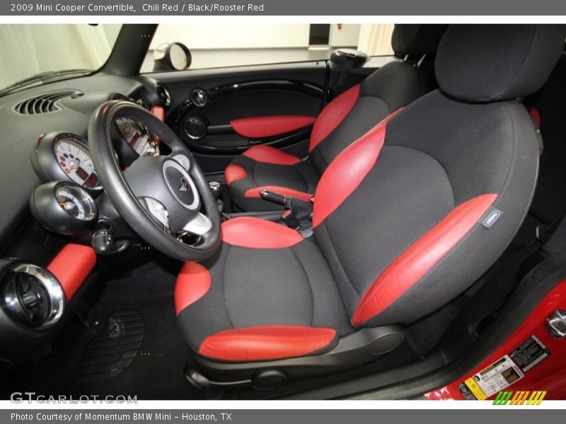  2009 Cooper Convertible Black/Rooster Red Interior