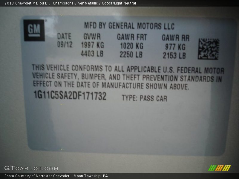 Champagne Silver Metallic / Cocoa/Light Neutral 2013 Chevrolet Malibu LT