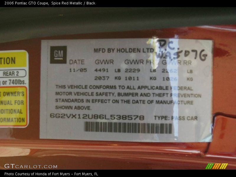 Spice Red Metallic / Black 2006 Pontiac GTO Coupe