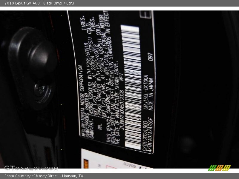 Black Onyx / Ecru 2010 Lexus GX 460