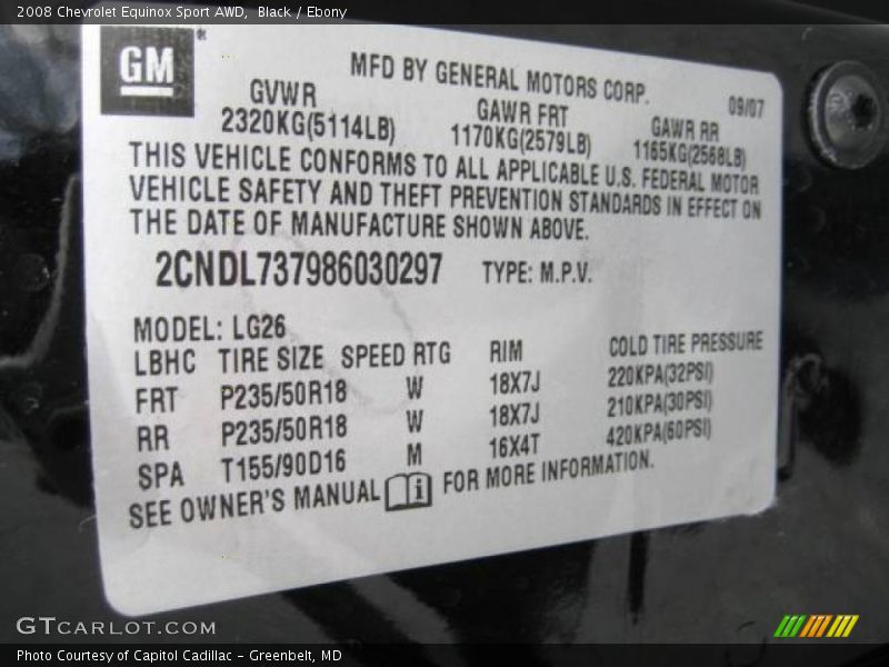 Black / Ebony 2008 Chevrolet Equinox Sport AWD