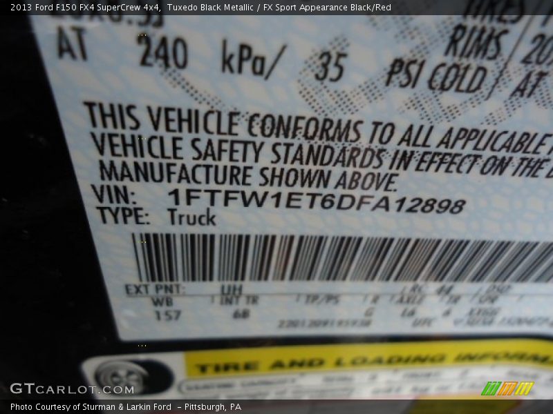 Tuxedo Black Metallic / FX Sport Appearance Black/Red 2013 Ford F150 FX4 SuperCrew 4x4