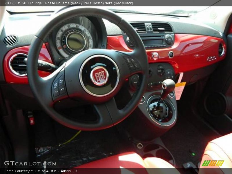 Rosso Brillante (Red) / Pelle Rosso/Nera (Red/Black) 2012 Fiat 500 Lounge