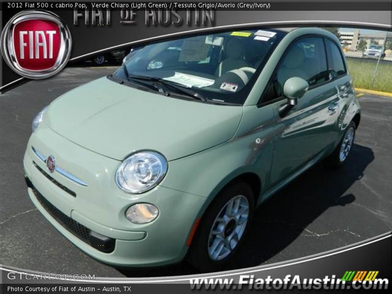 Verde Chiaro (Light Green) / Tessuto Grigio/Avorio (Grey/Ivory) 2012 Fiat 500 c cabrio Pop