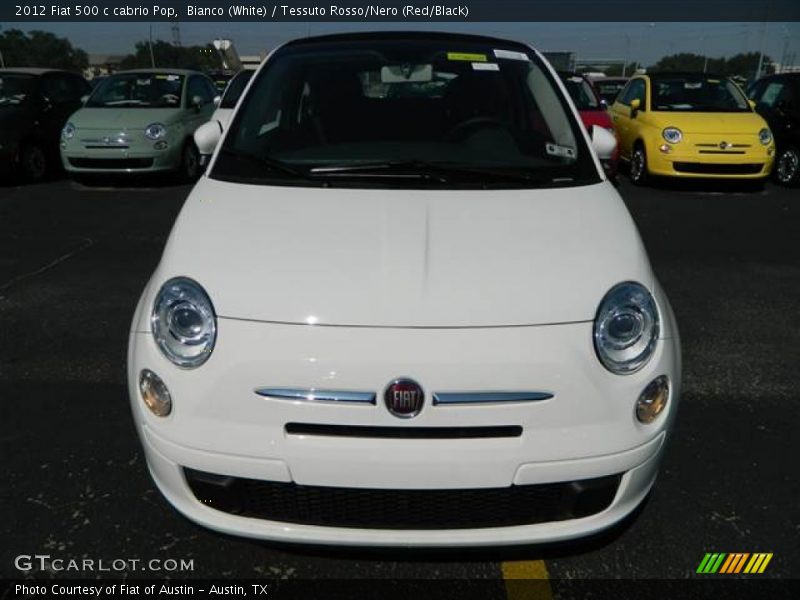 Bianco (White) / Tessuto Rosso/Nero (Red/Black) 2012 Fiat 500 c cabrio Pop