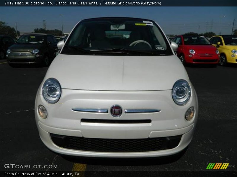 Bianco Perla (Pearl White) / Tessuto Grigio/Avorio (Grey/Ivory) 2012 Fiat 500 c cabrio Pop