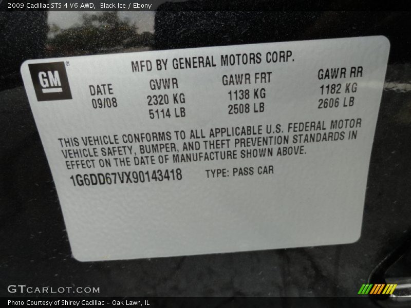 Black Ice / Ebony 2009 Cadillac STS 4 V6 AWD
