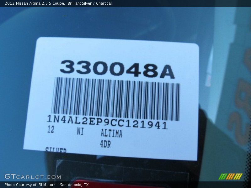 Brilliant Silver / Charcoal 2012 Nissan Altima 2.5 S Coupe