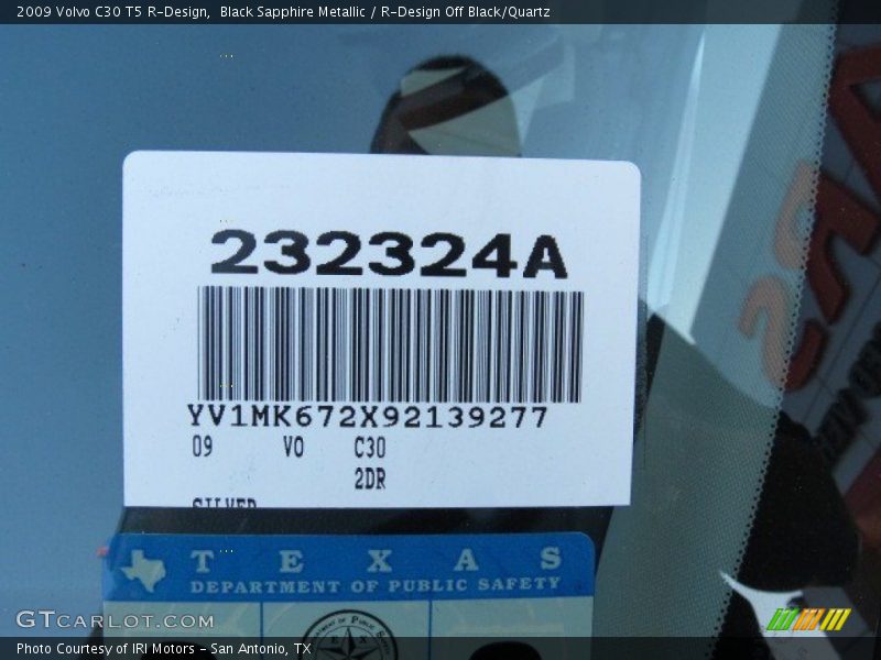 Black Sapphire Metallic / R-Design Off Black/Quartz 2009 Volvo C30 T5 R-Design