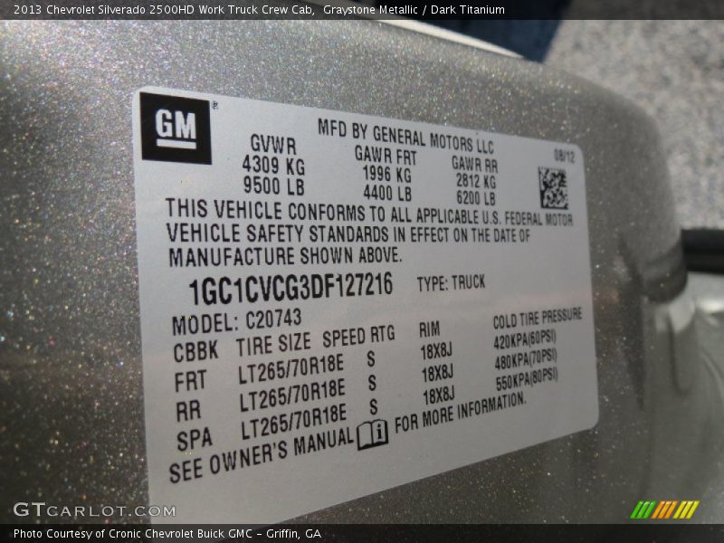 Graystone Metallic / Dark Titanium 2013 Chevrolet Silverado 2500HD Work Truck Crew Cab