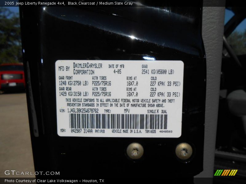 Black Clearcoat / Medium Slate Gray 2005 Jeep Liberty Renegade 4x4