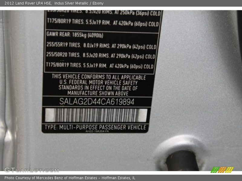 Indus Silver Metallic / Ebony 2012 Land Rover LR4 HSE