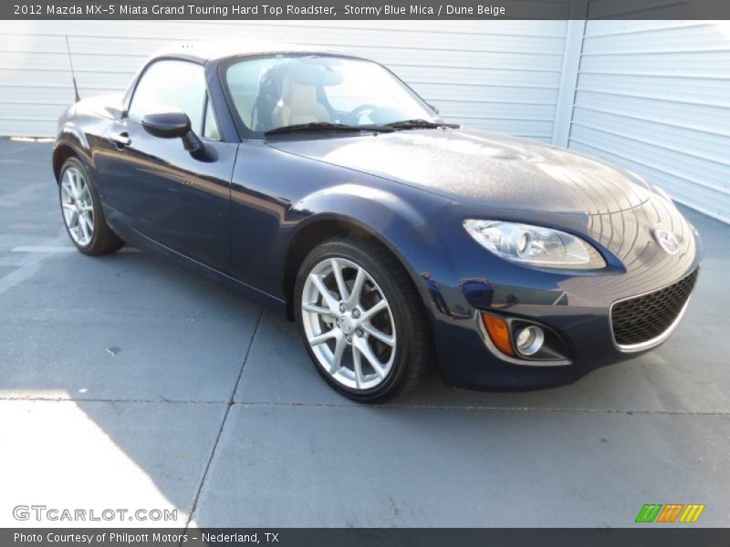 Stormy Blue Mica / Dune Beige 2012 Mazda MX-5 Miata Grand Touring Hard Top Roadster