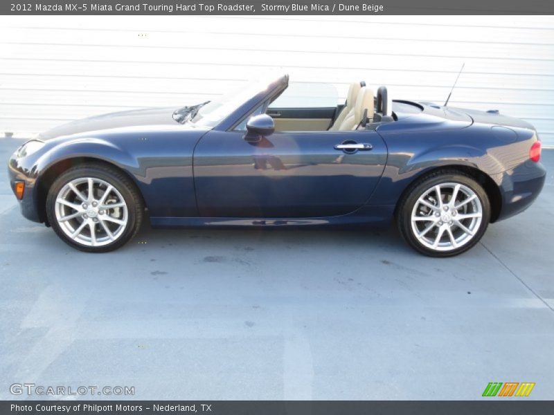 Stormy Blue Mica / Dune Beige 2012 Mazda MX-5 Miata Grand Touring Hard Top Roadster