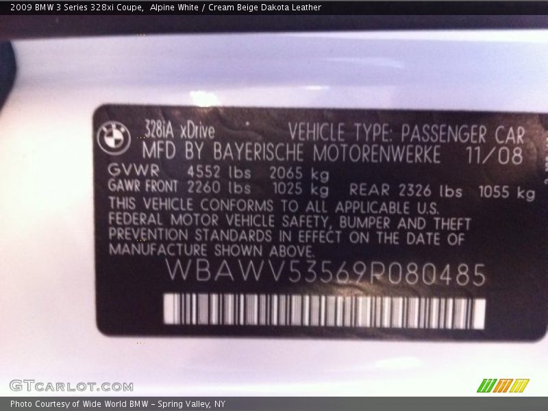 Alpine White / Cream Beige Dakota Leather 2009 BMW 3 Series 328xi Coupe