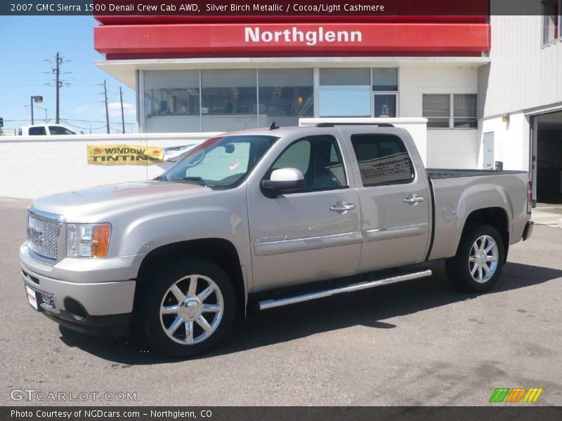 Silver Birch Metallic / Cocoa/Light Cashmere 2007 GMC Sierra 1500 Denali Crew Cab AWD
