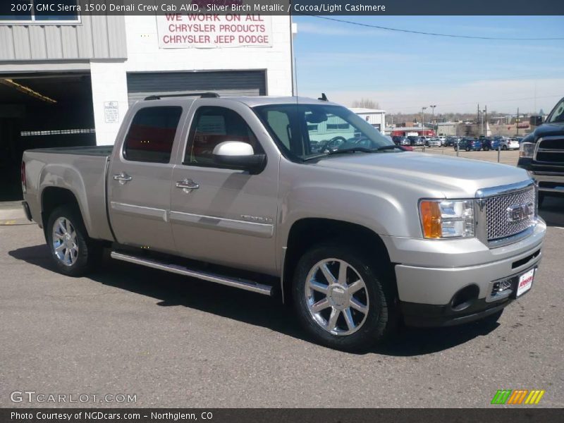 Silver Birch Metallic / Cocoa/Light Cashmere 2007 GMC Sierra 1500 Denali Crew Cab AWD