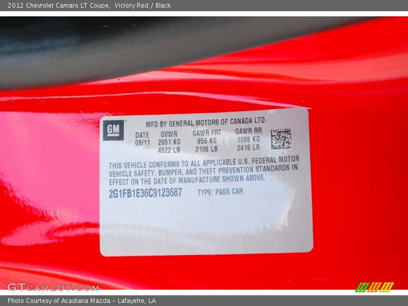 Victory Red / Black 2012 Chevrolet Camaro LT Coupe
