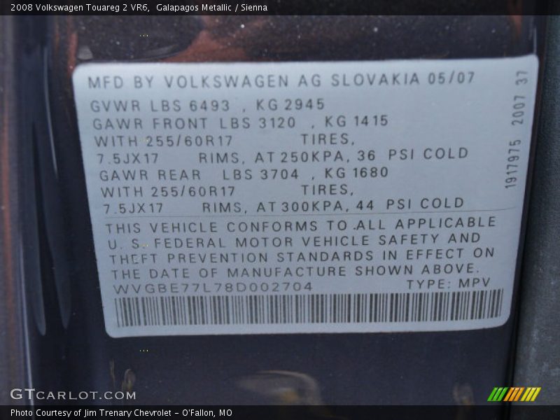 Galapagos Metallic / Sienna 2008 Volkswagen Touareg 2 VR6