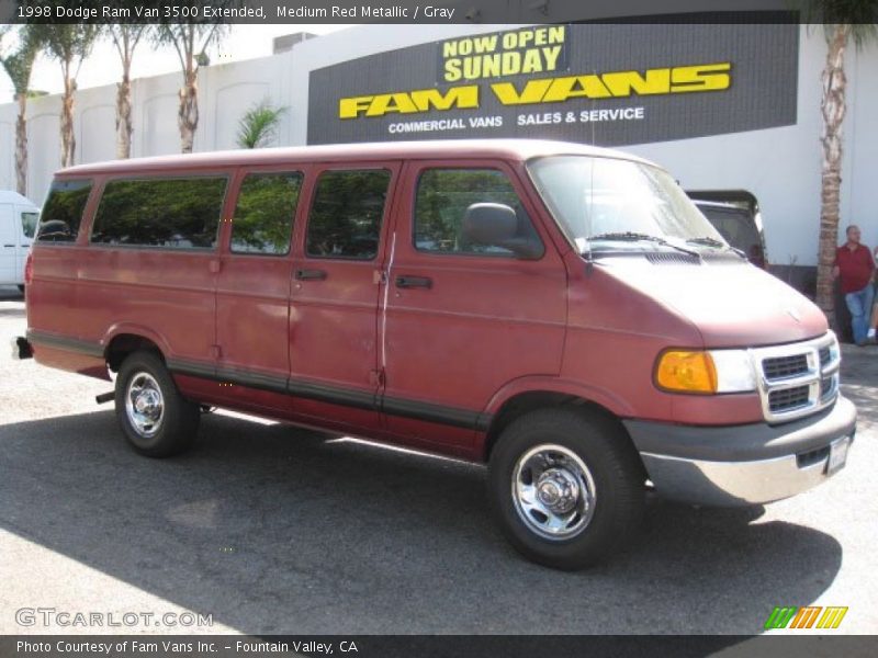 Medium Red Metallic / Gray 1998 Dodge Ram Van 3500 Extended