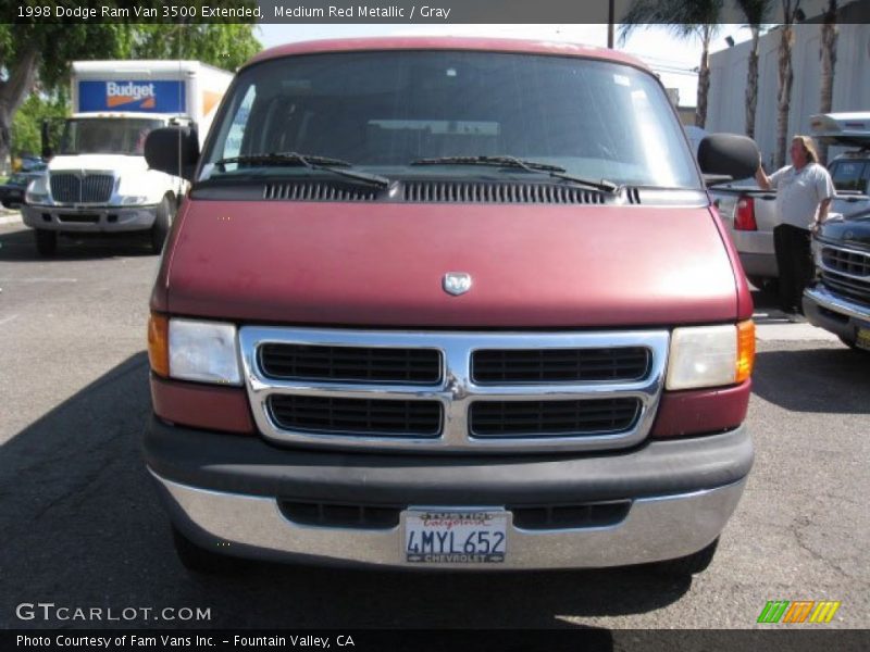 Medium Red Metallic / Gray 1998 Dodge Ram Van 3500 Extended