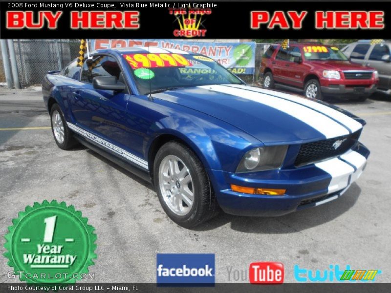 Vista Blue Metallic / Light Graphite 2008 Ford Mustang V6 Deluxe Coupe