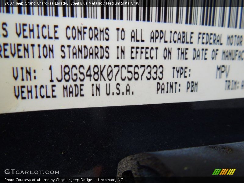 Steel Blue Metallic / Medium Slate Gray 2007 Jeep Grand Cherokee Laredo