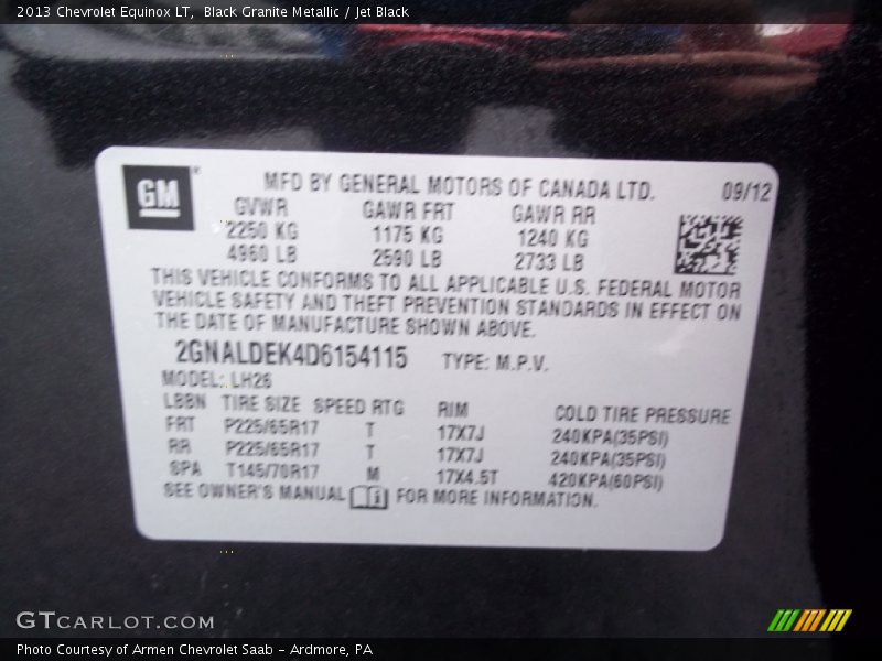 Black Granite Metallic / Jet Black 2013 Chevrolet Equinox LT