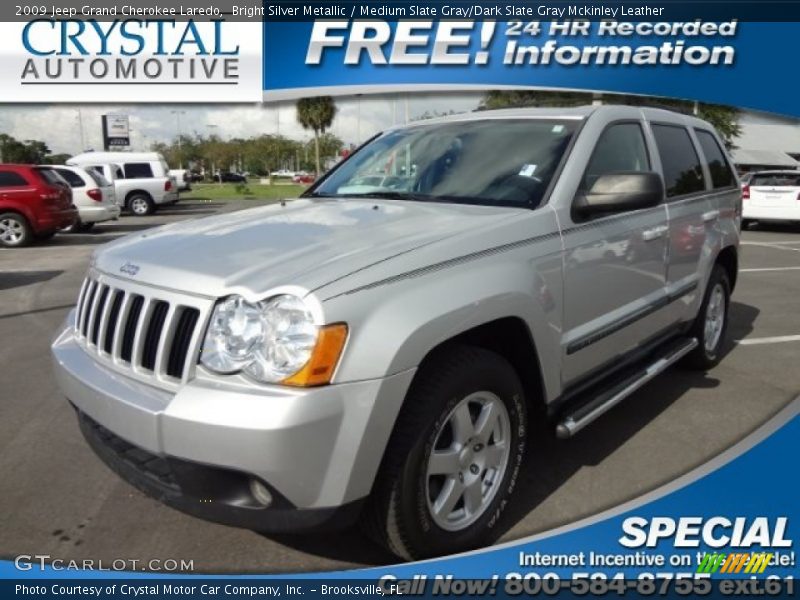 Bright Silver Metallic / Medium Slate Gray/Dark Slate Gray Mckinley Leather 2009 Jeep Grand Cherokee Laredo