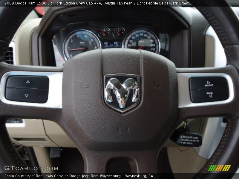 Austin Tan Pearl / Light Pebble Beige/Bark Brown 2009 Dodge Ram 1500 Big Horn Edition Crew Cab 4x4