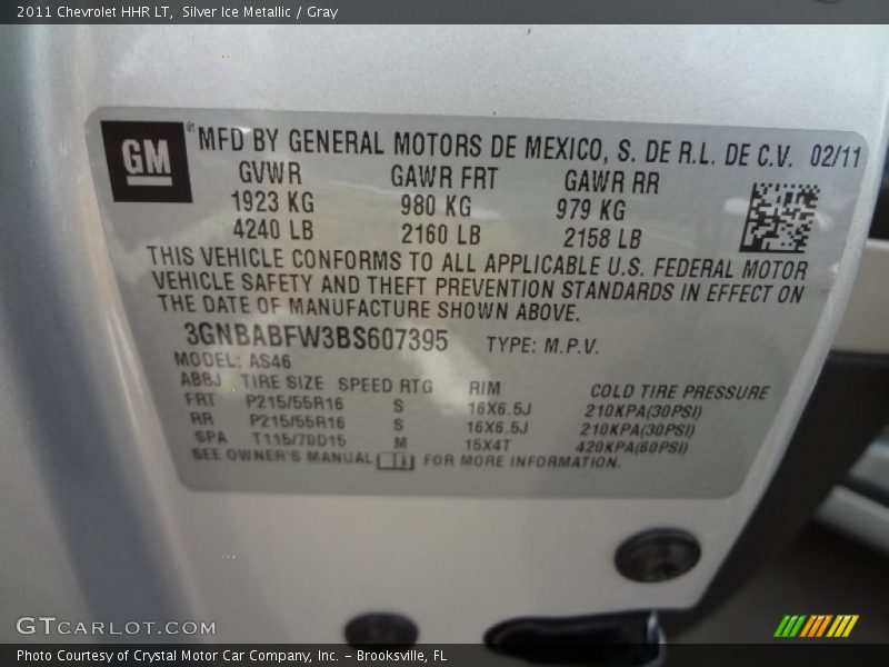 Silver Ice Metallic / Gray 2011 Chevrolet HHR LT