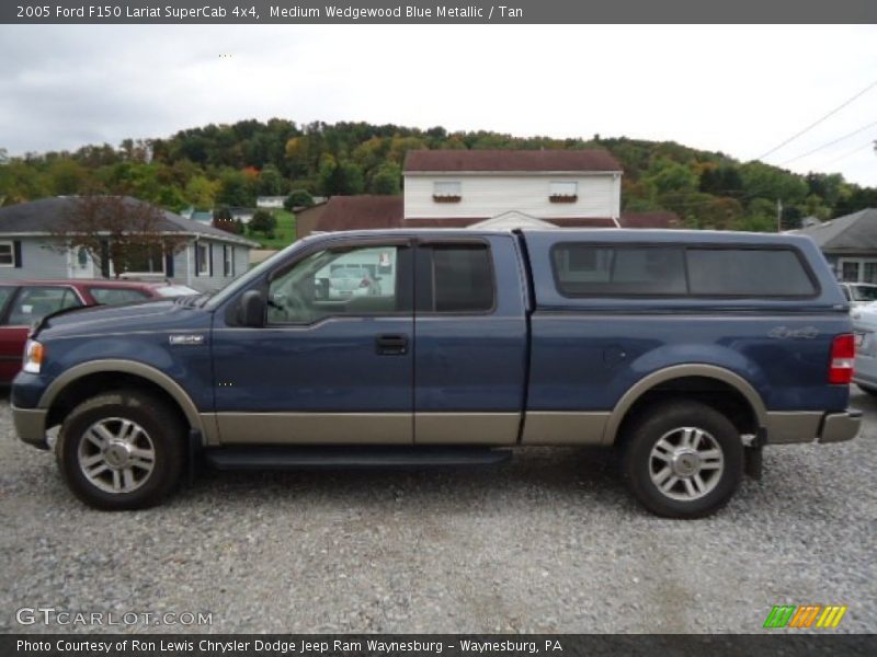 Medium Wedgewood Blue Metallic / Tan 2005 Ford F150 Lariat SuperCab 4x4
