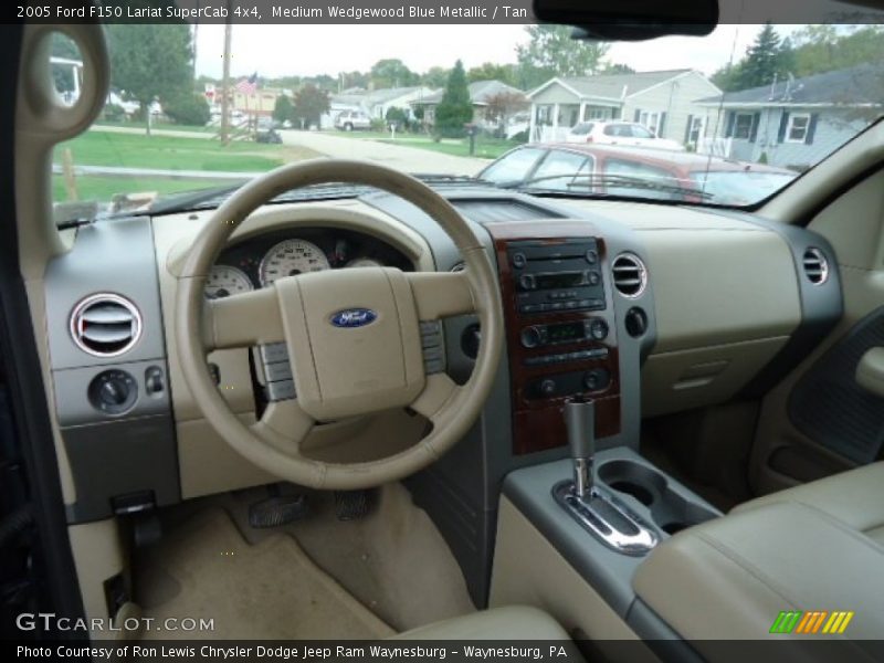 Medium Wedgewood Blue Metallic / Tan 2005 Ford F150 Lariat SuperCab 4x4