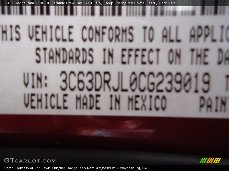 Deep Cherry Red Crystal Pearl / Dark Slate 2012 Dodge Ram 3500 HD Laramie Crew Cab 4x4 Dually