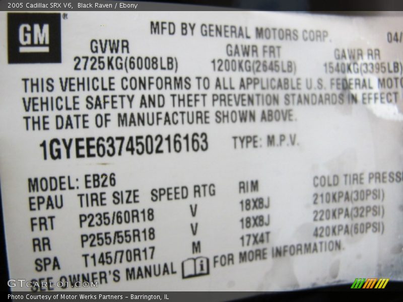 Black Raven / Ebony 2005 Cadillac SRX V6