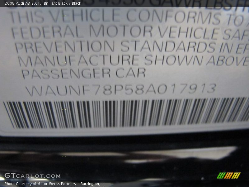 Brilliant Black / Black 2008 Audi A3 2.0T