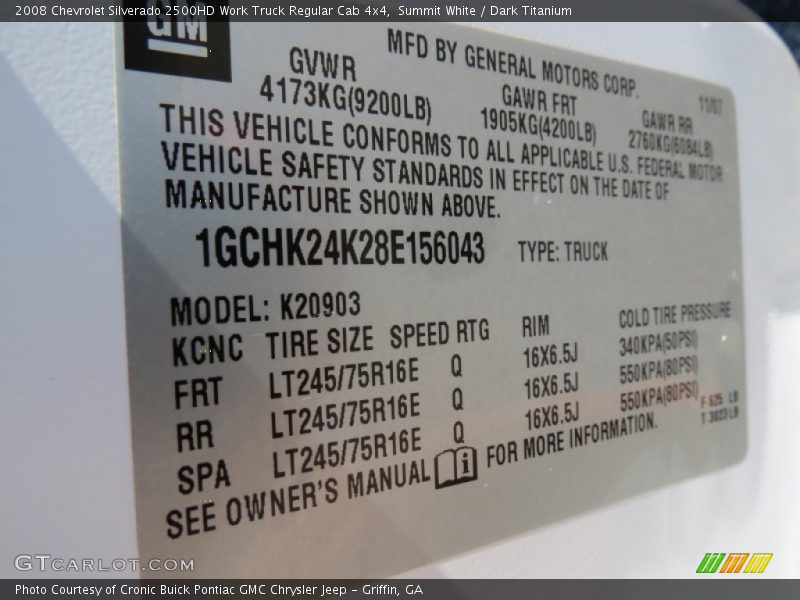 Summit White / Dark Titanium 2008 Chevrolet Silverado 2500HD Work Truck Regular Cab 4x4